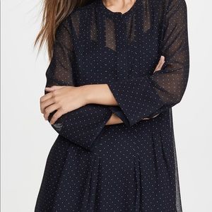 Club Monaco navy and white polka dot silk dress - like new!